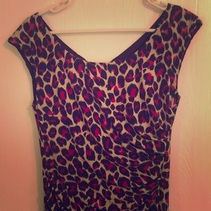 Betsey Johnson magenta & tan cheetah sheath dress